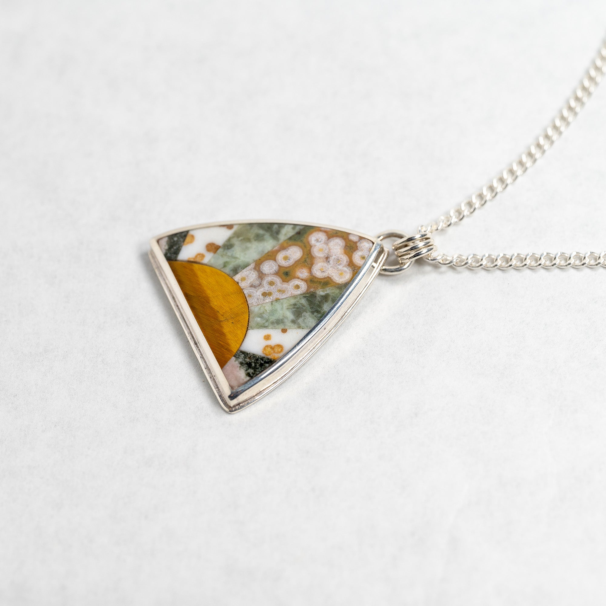 Sun Shrine Stone Inlay Sterling Silver Necklace no. 3
