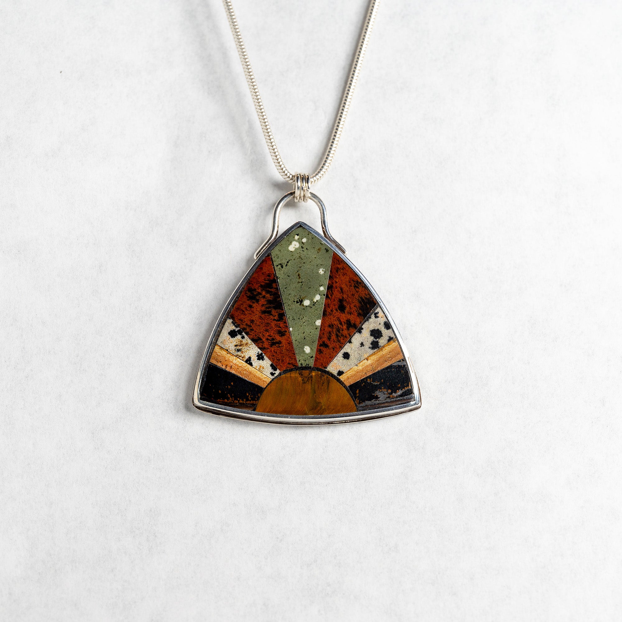 Sun Shrine Stone Inlay Sterling Silver Necklace no. 5