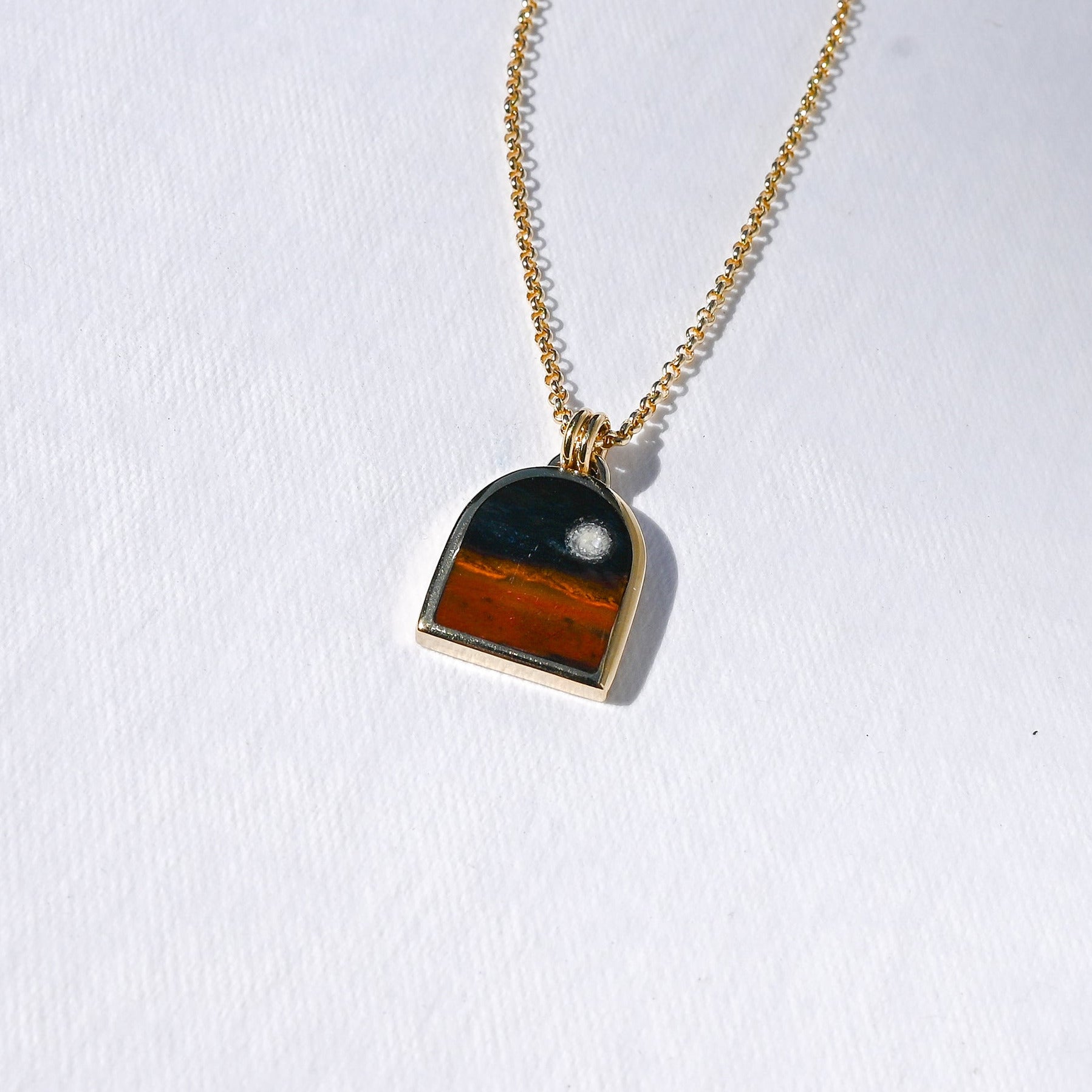 Jasper Night Sky Small Brass Landscape Necklace no. 104