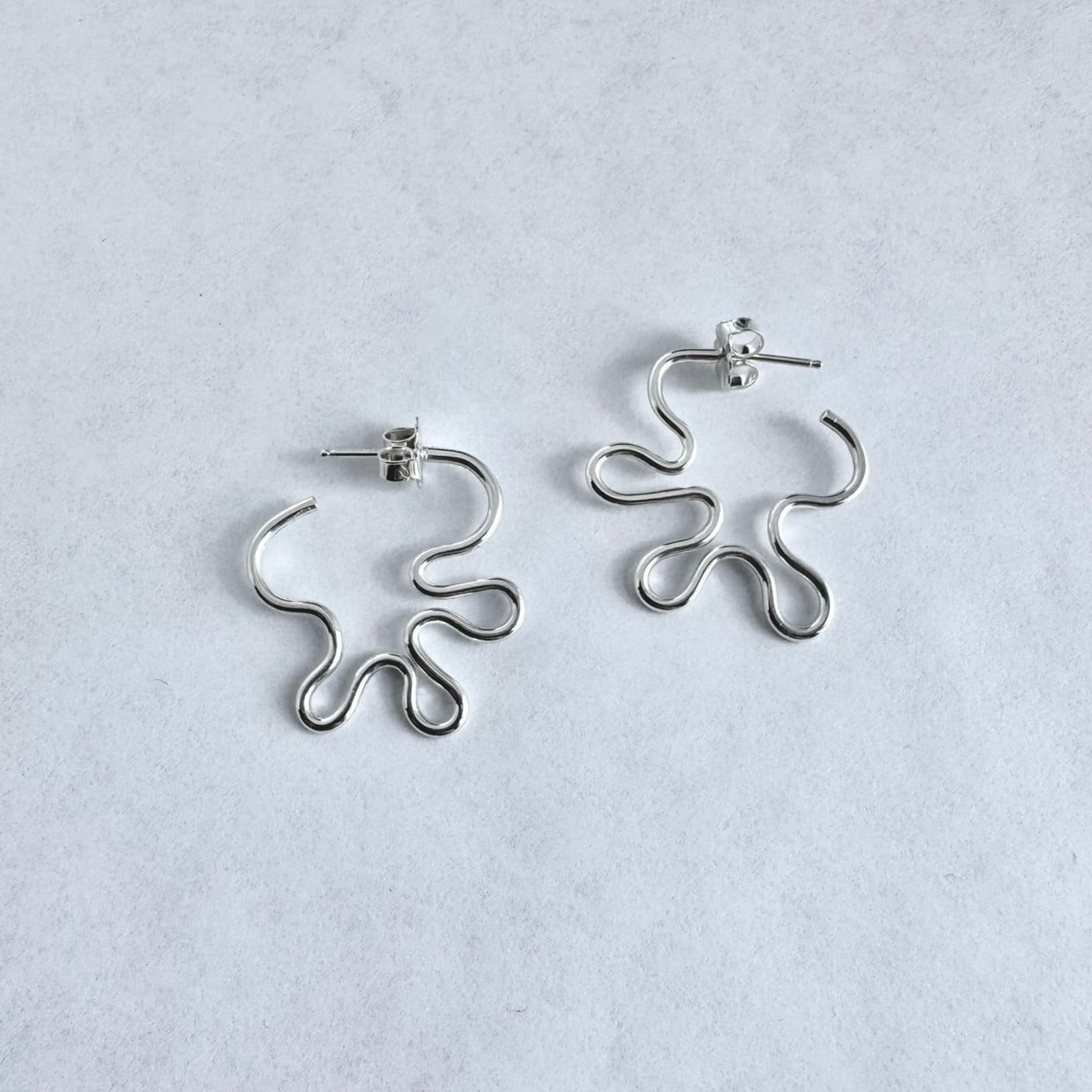 Sterling Silver Squiggle Hoops no. 2