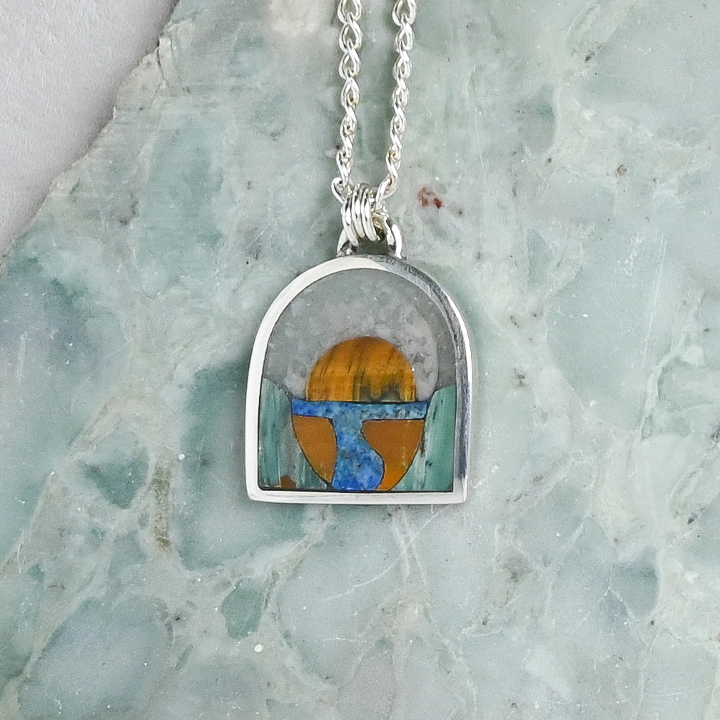 Beachscape Sterling Silver Stone Inlay Necklace
