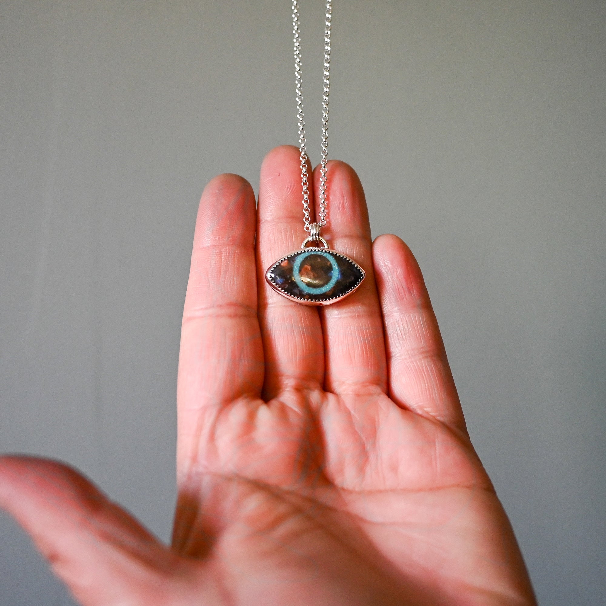 Jasper & Turquoise Sterling Silver Eye Necklace