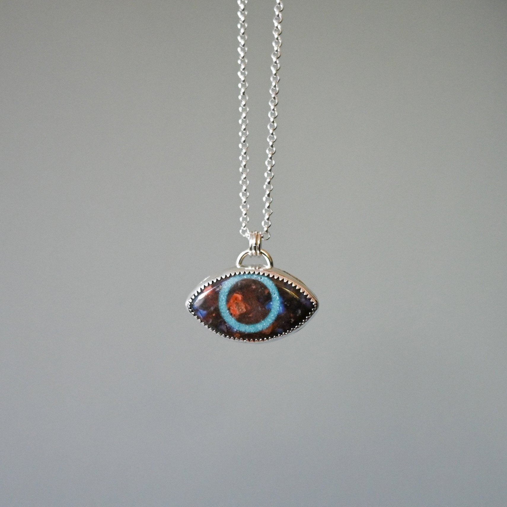 Jasper & Turquoise Sterling Silver Eye Necklace