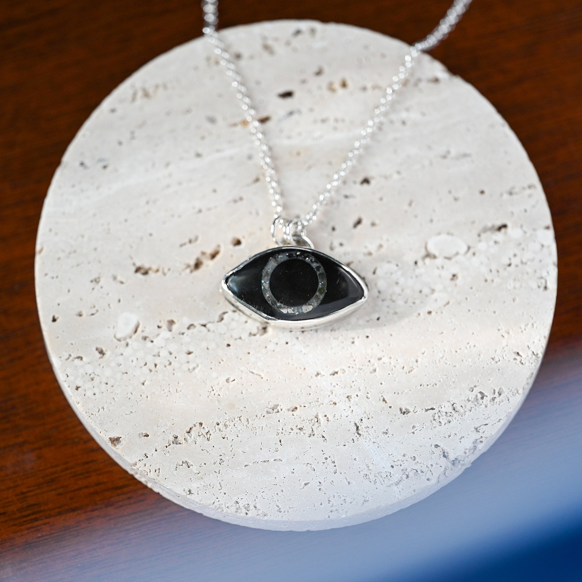 Obsidian & Pyrite Sterling Silver Eye Necklace