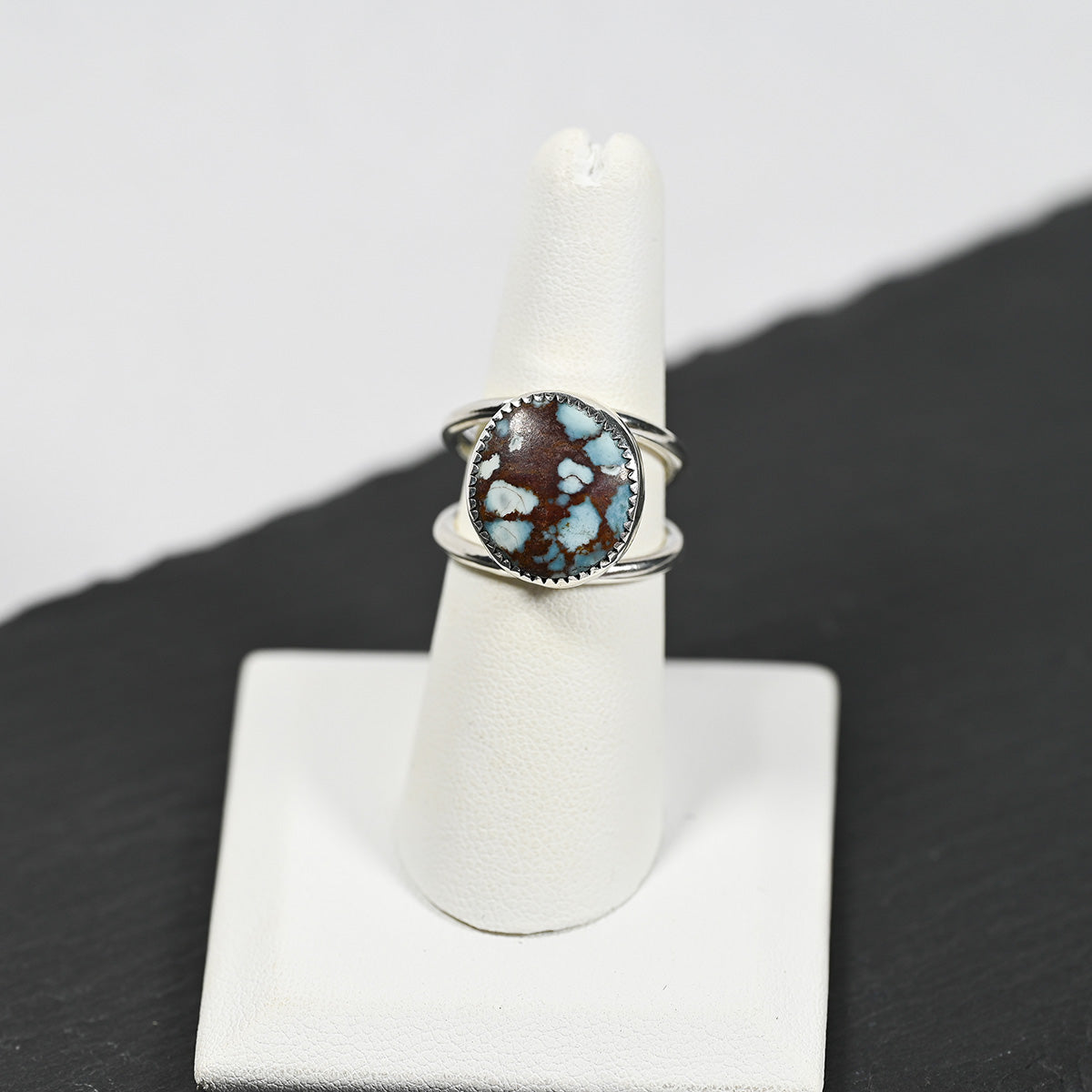 Golden Hills Turquoise Stone Sterling Silver Wrap Ring, Size 7