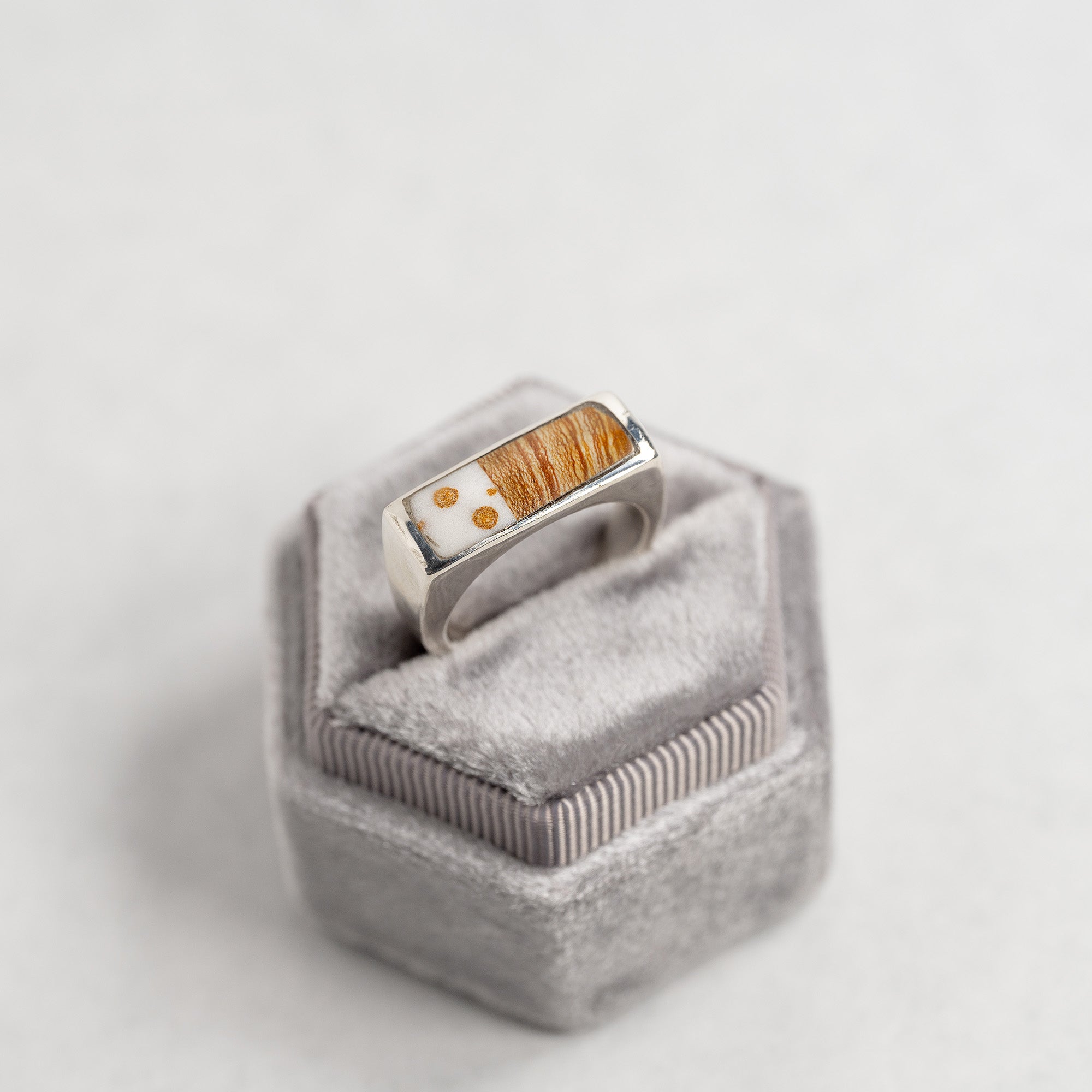 Polkadot & Owyhee Jasper Sterling Silver Stone Signet Ring, Size 7.5