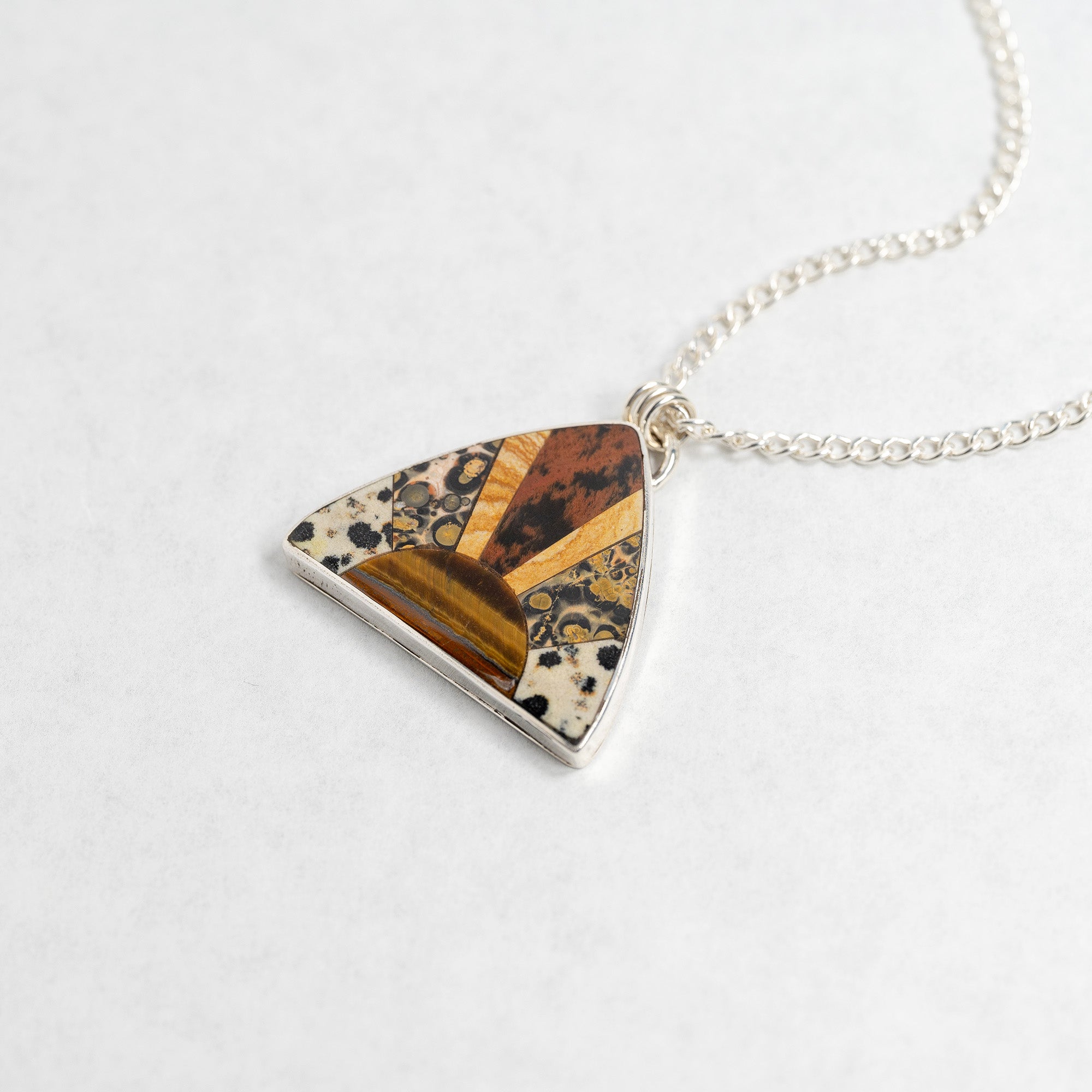 Sun Shrine Stone Inlay Sterling Silver Necklace no. 4