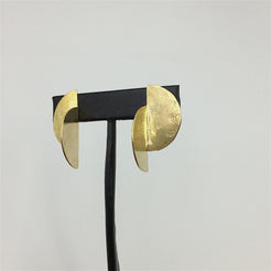 3D brass Split Cell earrings by Knuckle Kiss